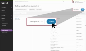 From top of College Applications by Student report, Filters button is selected
